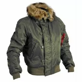 Короткая зимняя куртка мужская N-2B Slim Olive бомбер, Размер: 44-46 (S)