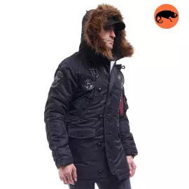 Зимова куртка Аляска чоловіча чорна N-3B Top Gun Black, Розмір: 40-42 (XS)