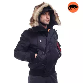 Зимняя куртка бомбер мужская N-2B Slim Black черная, Размер: 44-46 (S)