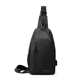 Сумка плечова с USB-портом водонепроникна Black