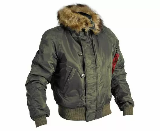 Коротка зимова куртка чоловіча N-2B Slim Olive бомбер, Розмір: 44-46 (S)