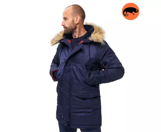 Чоловіча куртка Аляска синя Slim Fit N-3B Navy, Розмір: 48-50 (M)