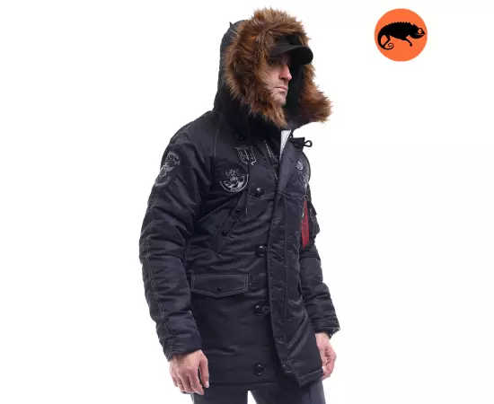 Зимова куртка Аляска чоловіча чорна N-3B Top Gun Black, Розмір: 40-42 (XS)