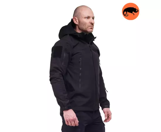 Тактическая куртка Soft Shell Spartan Police Black черная с капюшоном, Размер: 40-42 (XS)