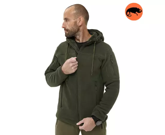 Мужская флисовая куртка с капюшоном Viking Olive, Размер: 44-46 (S)