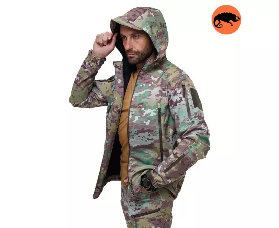 Демисезонная мужская куртка для охоты Soft Shell Spartan Util Cam, Розмір: 44-46 (S)