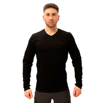 Чоловіча чорна футболка з довгим рукавом - лонгслів LongSleeve Black, Розмір: 44-46 (S)