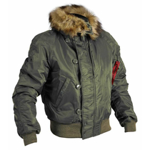 Коротка зимова куртка чоловіча N-2B Slim Olive бомбер, Розмір: 56-58 (XL)