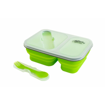 Контейнер силиконовый на 2 отсека Tramp (900ml) с ловилкой olive