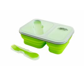 Контейнер силиконовый на 2 отсека Tramp (900ml) с ловилкой olive