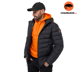 Черная стеганая куртка мужская с капюшоном Proxima Black, Размер: 48-50 (M)