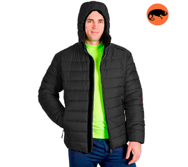 Стеганая куртка мужская с капюшоном Maximus Black черная, Размер: 56-58 (XL)