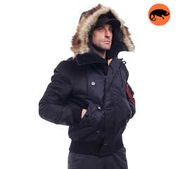 Зимняя куртка бомбер мужская N-2B Slim Black черная, Размер: 44-46 (S)