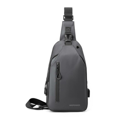 Сумка плечова с USB-портом водонепроникна grey