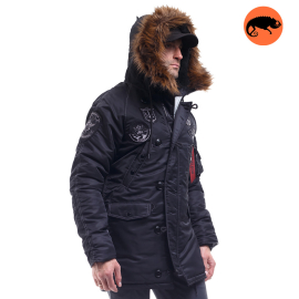 Зимова куртка Аляска чоловіча чорна N-3B Top Gun Black, Розмір: 40-42 (XS)