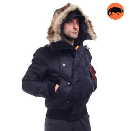 Зимняя куртка бомбер мужская N-2B Slim Black черная, Размер: 44-46 (S)