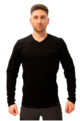 Чоловіча чорна футболка з довгим рукавом - лонгслів LongSleeve Black, Розмір: 40-42 (XS)