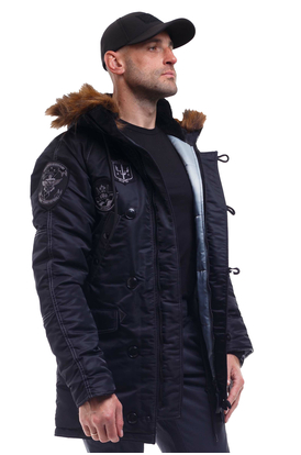 Зимняя куртка Аляска мужская черная N-3B Top Gun Black, Размер: 44-46 (S)