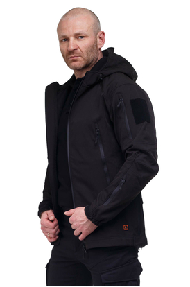 Тактическая куртка Soft Shell Spartan Police Black черная с капюшоном, Размер: 40-42 (XS)