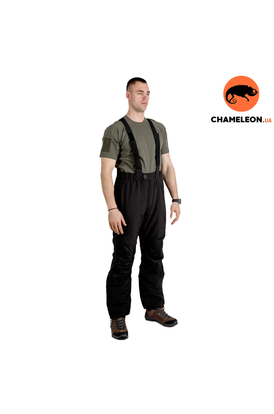 Зимние мужские черные брюки с подтяжками Mont Blanc Gen 2 Black, Размер брюк / рост: 48-50/170-176