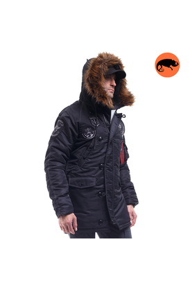 Зимняя куртка Аляска мужская черная N-3B Top Gun Black, Размер: 44-46 (S)