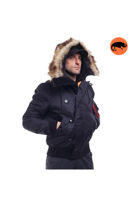 Зимова куртка бомбер чоловіча N-2B Slim Black чорна, Розмір: 44-46 (S)