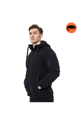 Чоловіча чорна флісова куртка з капюшоном Viking Black, Розмір: 44-46 (S)