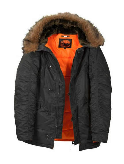 Чорна зимова куртка Аляска N-3B Black чоловіча подовжена, Розмір: 52-54 (L), зображення 14