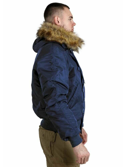 Зимова чоловіча синя куртка з капюшоном N-2B Slim Navy бомбер, Розмір: 44-46 (S), зображення 3