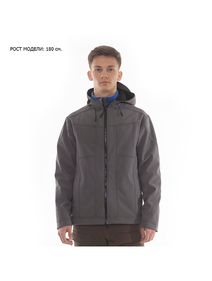 Мужская серая куртка Soft Shell софтшелл демисезонная Wolf Grey, Размер: 56-58 (XL), фото 11