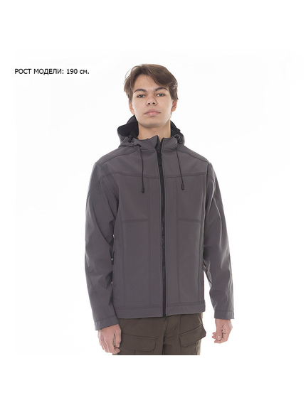 Мужская серая куртка Soft Shell софтшелл демисезонная Wolf Grey, Размер: 64-66 (ХХХL), фото 3