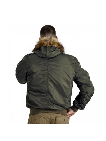 Короткая зимняя куртка мужская N-2B Slim Olive бомбер, Размер: 44-46 (S), фото 3