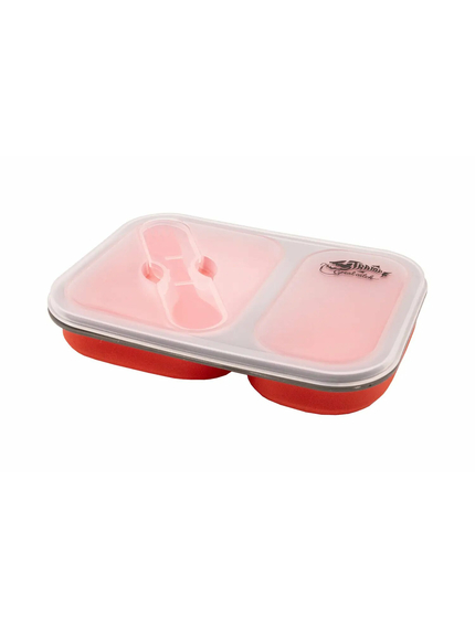 Контейнер Tramp складной силиконовый на 2 отсека с крышкой защелкой 900ml с ловилкой Orange, фото 4