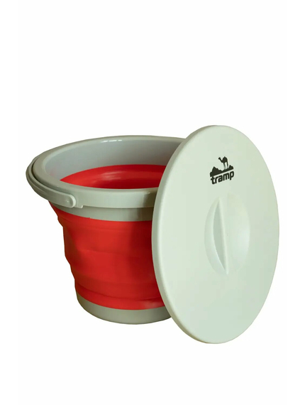 Ведро Tramp складное силиконовое с крышкой 5 л Red, фото 3