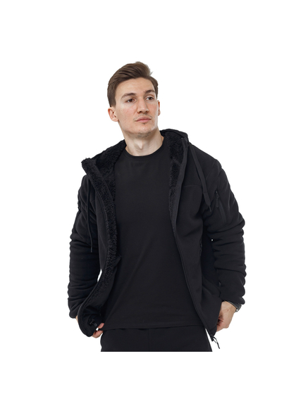 Чоловіча чорна флісова куртка з капюшоном Viking Black, Розмір: 64-66 (XXXL), зображення 3