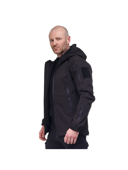 Тактическая куртка Soft Shell Spartan Police Black черная с капюшоном, Размер: 40-42 (XS), фото 3
