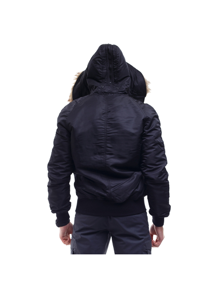 Зимняя куртка бомбер мужская N-2B Slim Black черная, Размер: 52-54 (L), фото 11