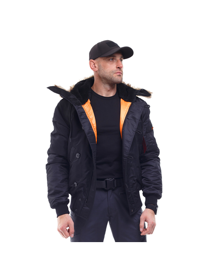 Зимова куртка бомбер чоловіча N-2B Slim Black чорна, Розмір: 48-50 (M), зображення 3