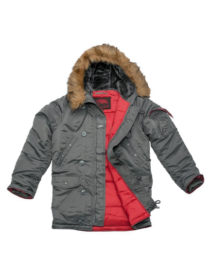 Сіра чоловіча куртка Аляска Slim Fit N-3B Gray подовжена, Розмір: 48-50 (M), зображення 12