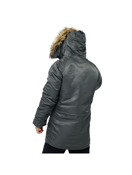 Сіра чоловіча куртка Аляска Slim Fit N-3B Gray подовжена, Розмір: 40-42 (XS), зображення 5