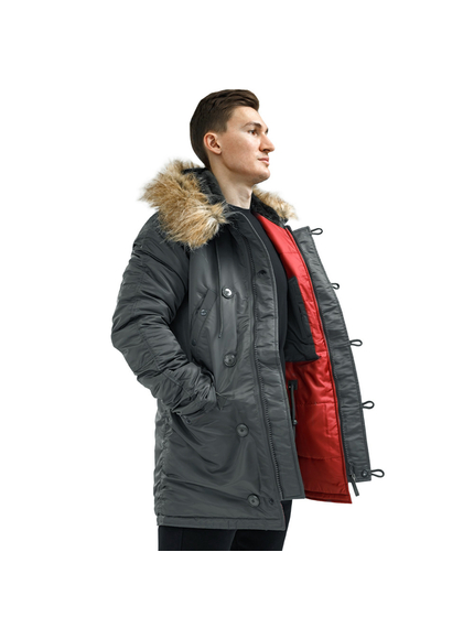 Сіра чоловіча куртка Аляска Slim Fit N-3B Gray подовжена, Розмір: 52-54 (L), зображення 7