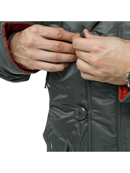 Сіра чоловіча куртка Аляска Slim Fit N-3B Gray подовжена, Розмір: 52-54 (L), зображення 17
