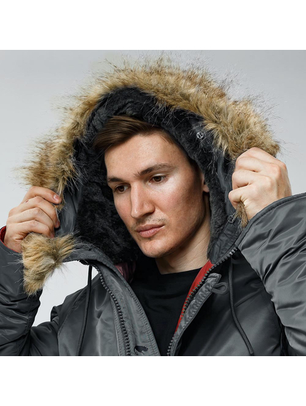 Серая мужская куртка Аляска Slim Fit N-3B Gray удлиненная, Размер: 44-46 (S), фото 14