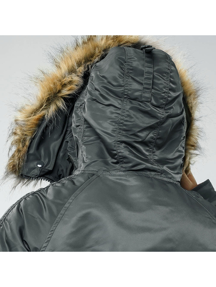 Сіра чоловіча куртка Аляска Slim Fit N-3B Gray подовжена, Розмір: 52-54 (L), зображення 15