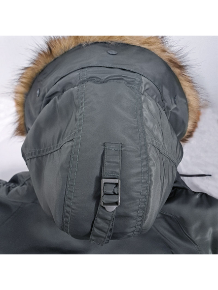 Сіра чоловіча куртка Аляска Slim Fit N-3B Gray подовжена, Розмір: 40-42 (XS), зображення 30