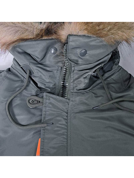 Сіра чоловіча куртка Аляска Slim Fit N-3B Gray подовжена, Розмір: 56-58 (XL), зображення 31