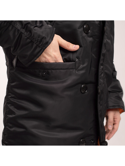 Чорна зимова куртка Аляска N-3B Black чоловіча подовжена, Розмір: 52-54 (L), зображення 10