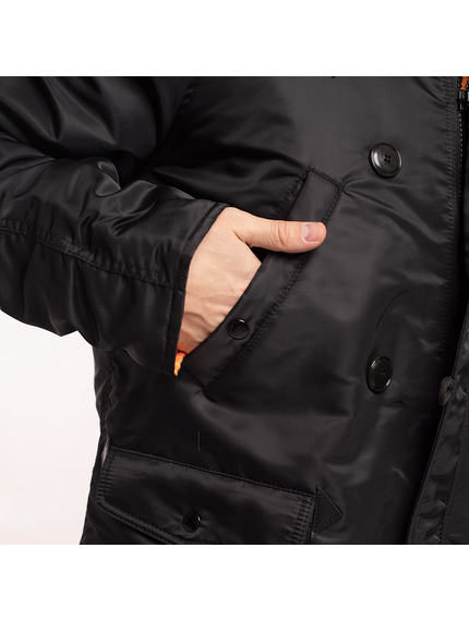 Чорна зимова куртка Аляска N-3B Black чоловіча подовжена, Розмір: 48-50 (M), зображення 11