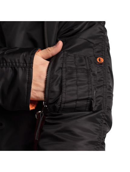 Черная зимняя куртка Аляска N-3B Black мужская удлиненная, Размер: 40-42 (XS), фото 12