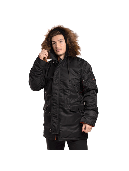 Чорна зимова куртка Аляска N-3B Black чоловіча подовжена, Розмір: 52-54 (L), зображення 4